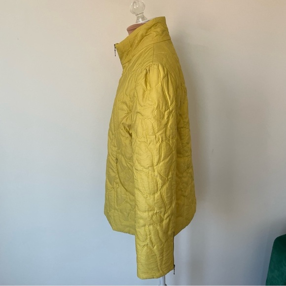 Flair Abstract Embossed Quilted Cotton Lagenlook Stand Collar Zip Front Jacket S - Picture 2 of 10